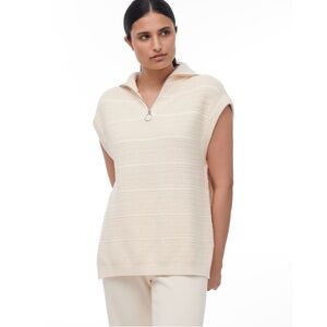 Paper Label Cheyanne Cream Cotton Knit Vest Quarter Zip Oversized Size Small
